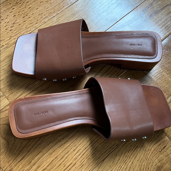 OAK + FORT Shoes - Oak & Fort | Women’s Size 7 Square Toe Clog Brown Slide Sandals